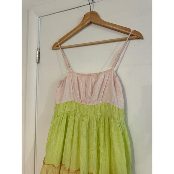 Ro's Garden Dress Anthropologie Tiered pastel floral 100% cotton maxi sun XS - Picture 3 of 13